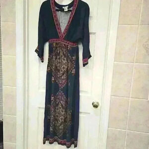 Bohemian Blue 3/4 MAXI Dress Flying Tomato ,Size M